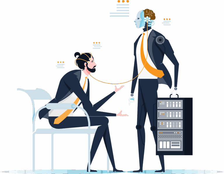 vector of office worker teaching ai agent