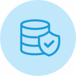 blue icon of data silo with security frame